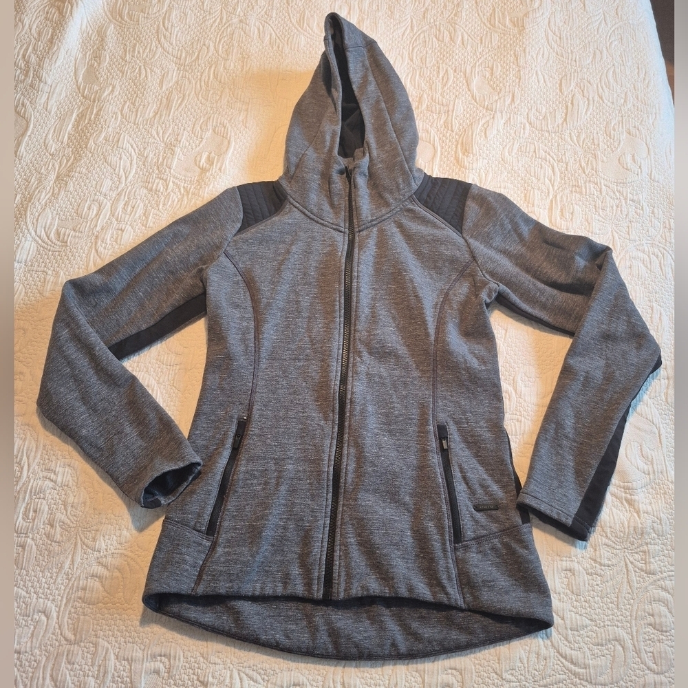 Athleta Stronger Jacket women's Small gray heather with black accents VGUC